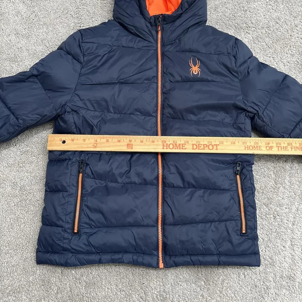 Spyder Blue Insulated Hooded Puffer Jacket Coat Youth M (10/12)